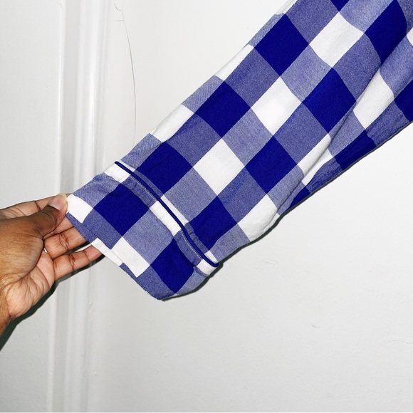 J. Crew Blue Buffalo Plaid Button Down Pajama Top - Picture 8 of 12